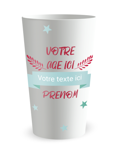 Gobelet blanc de face - Anniversaire âge géant - Ecocup