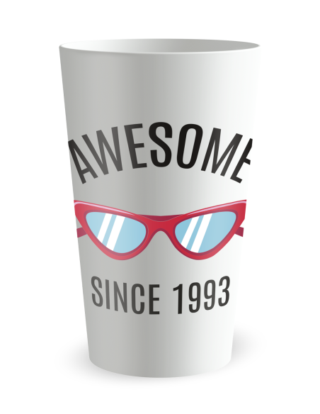 Witte beker aan de voorkant - Persoonlijke verjaardagsbeker geweldig sinds - Ecocup