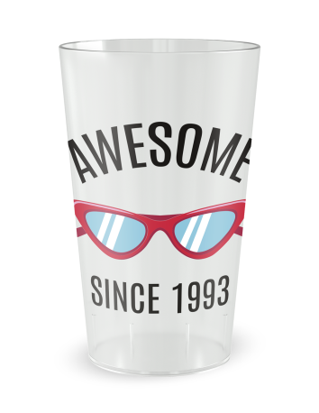 Gobelet transparent de face - anniversaire awesome since - Ecocup