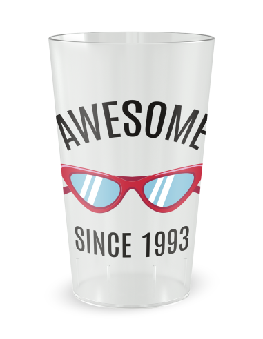 Gobelet transparent de face - anniversaire awesome since - Ecocup