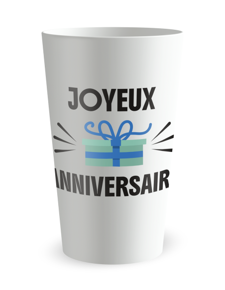 Witte beker aan de voorkant - verjaardagsbeker - Ecocup