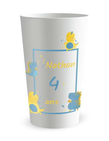 Witte beker - Voornaam - kinderfeestje dino's - Ecocup