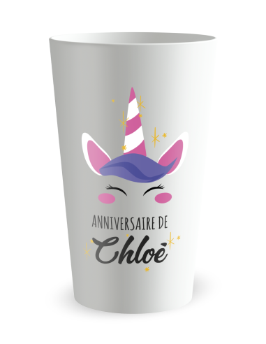 Witte beker aan de voorkant - Eenhoorn Verjaardagsbeker - Ecocup