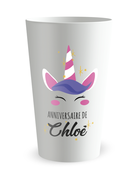 Witte beker aan de voorkant - Eenhoorn Verjaardagsbeker - Ecocup