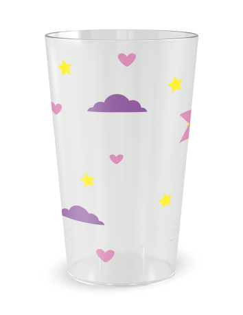 Gobelet transparent de face - Anniversaire Enfant licorne galop - Ecocup 2