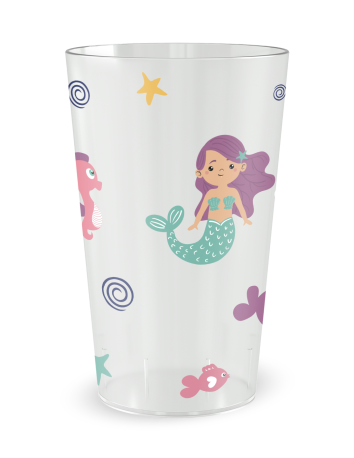 Transparante beker aan de voorkant - Zeemeermin Verjaardag Kinderbeker - Ecocup