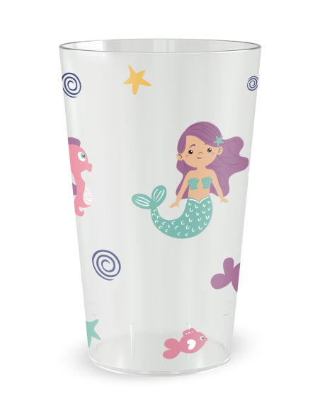 Gobelet transparent de face - Anniversaire Enfant Sirene - Ecocup