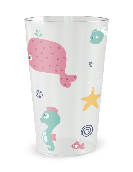 Gobelet transparent de coté - Anniversaire Enfant Sirene - Ecocup