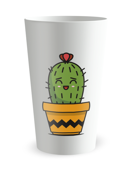 Gobelet blanc de dos - anniversaire adulte cactus - Ecocup