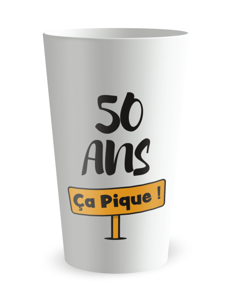 Gobelet blanc de face - anniversaire adulte cactus - Ecocup