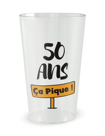 Gobelet transparent de face - anniversaire adulte cactus - Ecocup