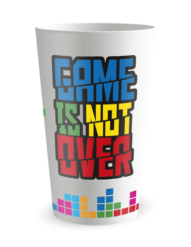 Witte beker aan de voorkant - Tetris Verjaardagsbeker Volwassenen - Ecocup