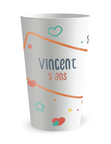 Gobelet blanc - Prénom - anniversaire enfant panda - Ecocup