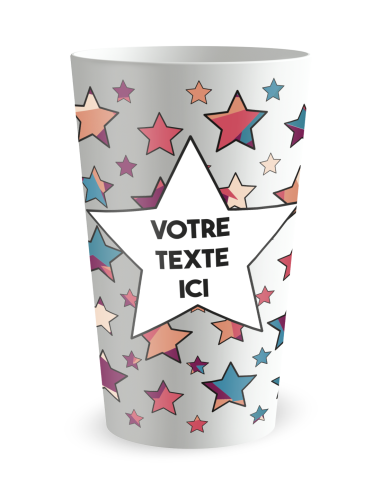 Gobelet blanc de face - Anniversaire Etoiles Colorées - Ecocup