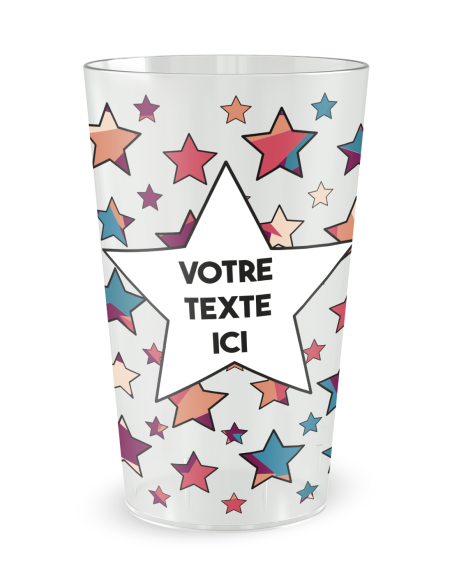 Gobelet transparent de face - Anniversaire Etoiles Colorées - Ecocup