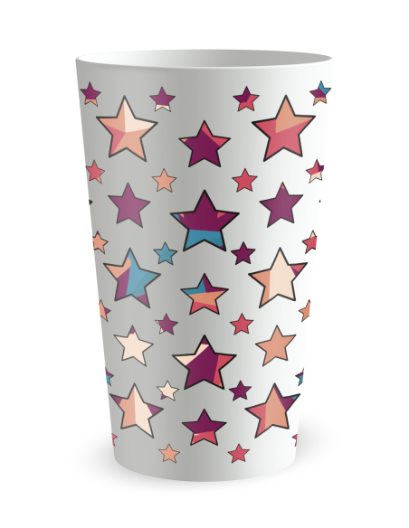 Gobelet blanc de dos - Anniversaire Etoiles Colorées - Ecocup