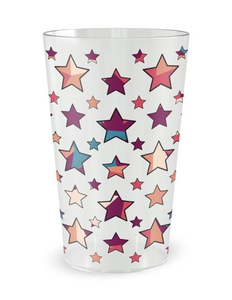 Transparante beker achteraanzicht - verjaardagsbeker Gekleurde Sterren - Ecocup