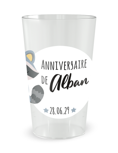 Gobelet transparent de face - Anniversaire Raton Bleu Enfant - Ecocup
