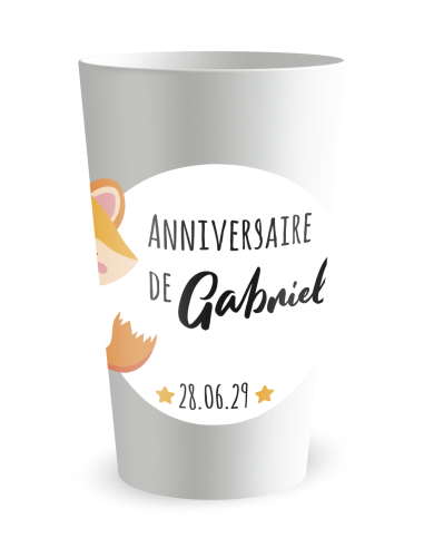 Witte beker aan de voorkant - Kinder Verjaardagsbeker Vossen - Ecocup