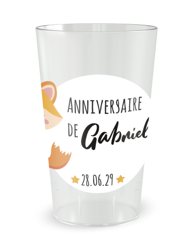 Gobelet transparent de face - Anniversaire Renards Mixte Enfant - Ecocup