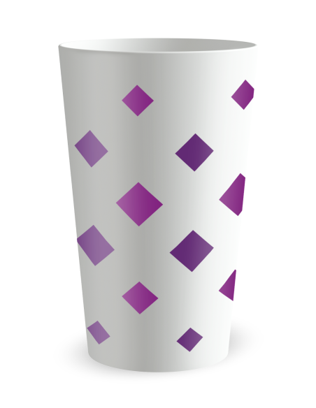 Witte beker achteraanzicht - vierkante confettibeker - Ecocup