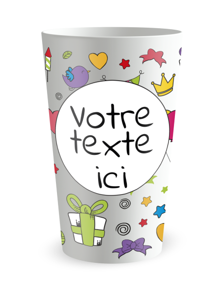 Witte beker aan de voorkant - Kleurrijke Verjaardags - Ecocup