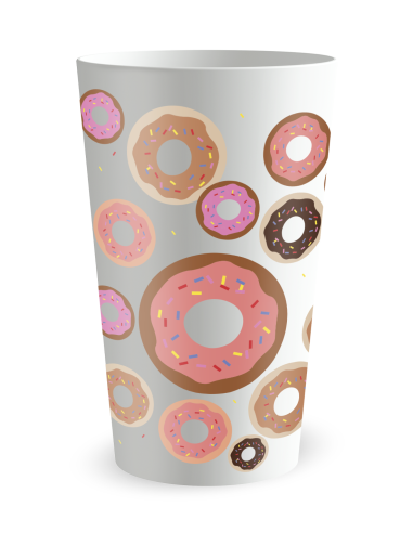 Witte beker achteraanzicht - Verjaardagsbeker Donuts - Ecocup