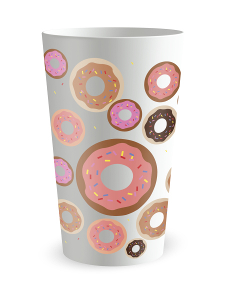 Gobelet blanc de dos - Anniversaire Donuts - Ecocup