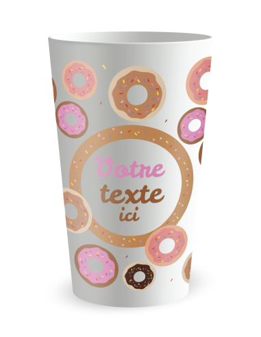 Witte beker aan de voorkant - Verjaardagsbeker Donuts - Ecocup