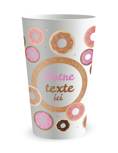 Gobelet blanc de face - Anniversaire Donuts - Ecocup