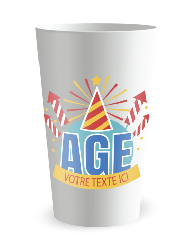 Gobelet blanc de face - Fête d'anniversaire - Ecocup