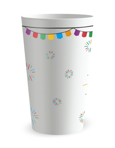 Witte beker achteraanzicht - multicolor vuurwerk - Ecocup