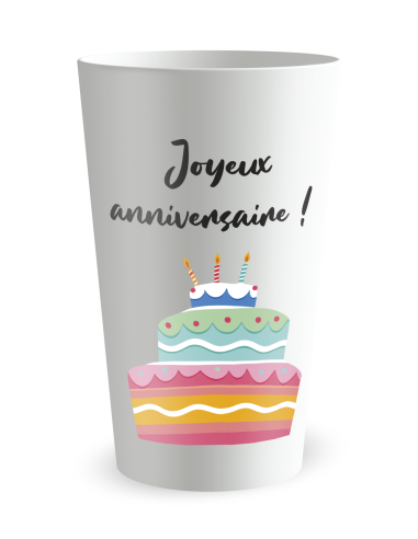 Gobelet blanc de face - Anniversaire Gateau - Ecocup
