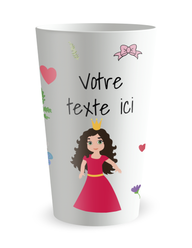 Gobelet blanc de face - Anniversaire Princesse - Ecocup
