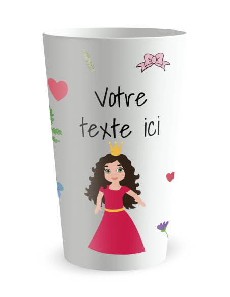 Gobelet blanc de face - Anniversaire Princesse - Ecocup