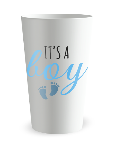 Witte beker aan de voorkant - Geboorte Babyshower Jongen - Ecocup