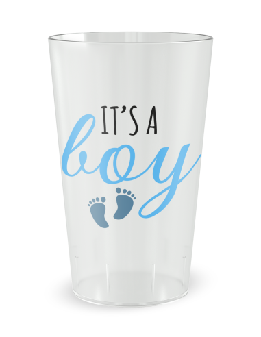 Gobelet transparent de face - Naissance Babyshower It's a boy - Ecocup
