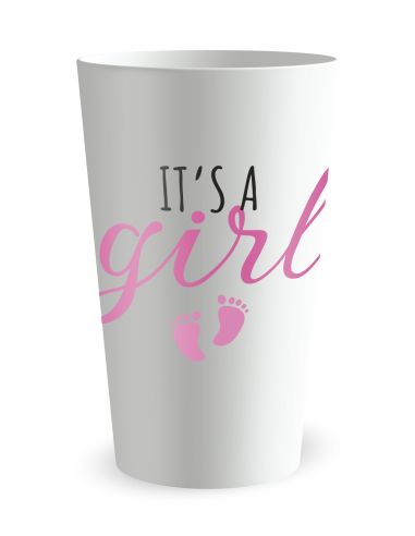 Gobelet blanc de face - Naissance Babyshower It's a girl - Ecocup