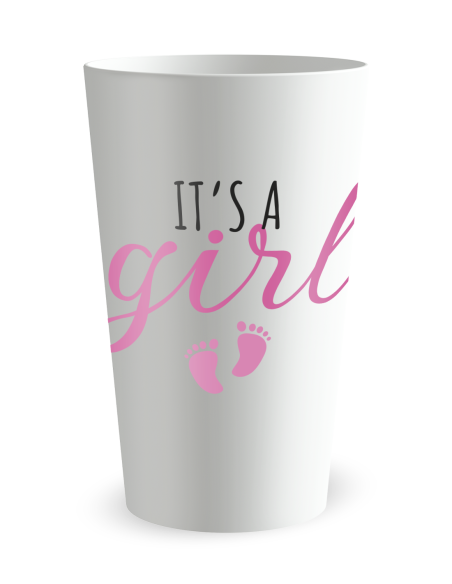 Gobelet blanc de face - Naissance Babyshower It's a girl - Ecocup