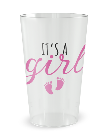 Gobelet transparent de face - Naissance Babyshower It's a girl - Ecocup
