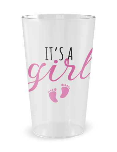 Gobelet transparent de face - Naissance Babyshower It's a girl - Ecocup