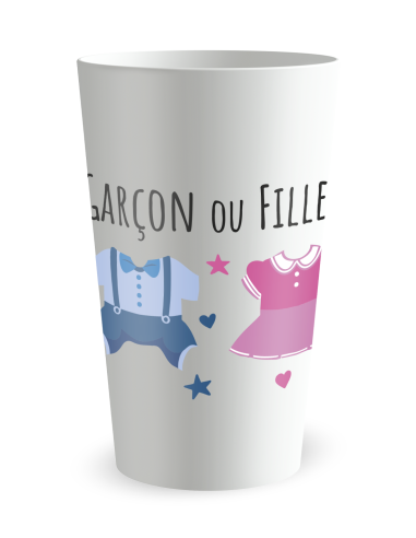 Gobelet blanc de face - Naissance Gender Reveals - Ecocup