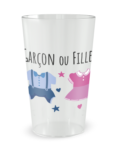 Gobelet transparent de face - Naissance Gender Reveals - Ecocup