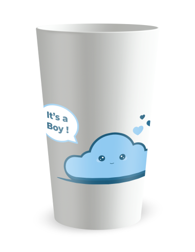 Gobelet blanc de face - Naissance It's a Boy - Ecocup