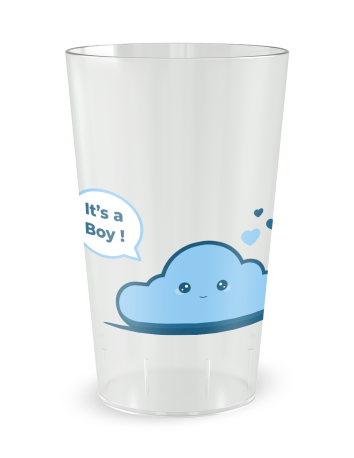 Gobelet transparent de face - Naissance It's a Boy - Ecocup