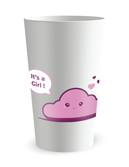 Witte beker aan de voorkant - geboortebeker It's a Girl - Ecocup