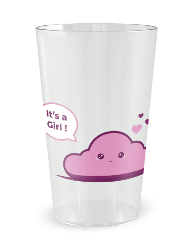 Gobelet transparent de face - Naissance It's a Girl - Ecocup