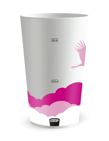 Gobelet blanc Graduation - Naissance Fond Nuageux Fille - Ecocup