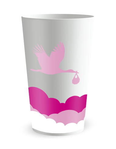 Witte beker achteraanzicht - Geboortebeker Meisje Wolken - Ecocup