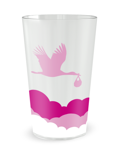 Transparante beker achteraanzicht - Geboortebeker Meisje Wolken - Ecocup